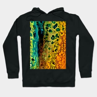 Teal gold acrylic pour art Hoodie